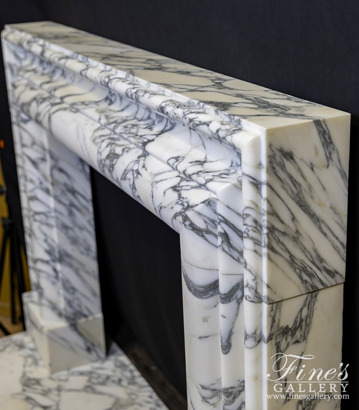 Marble Fireplaces  - Rare Bolection Style Fireplace Mantel In Italian Arabascato Calacatta Marble - MFP-2525